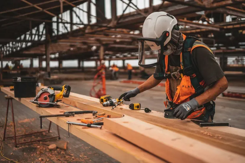Werkende man in fabriek