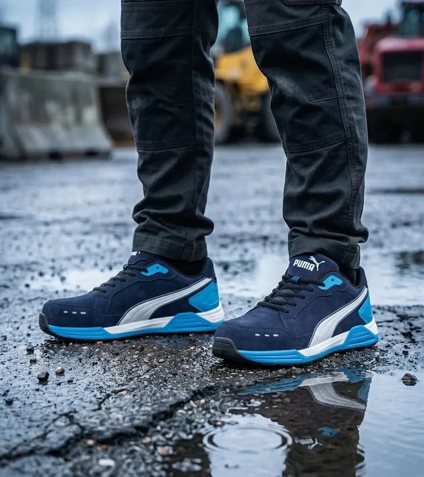 Sfeerafbeelding Puma Airtwist Blue Laag op natte bouwplaats