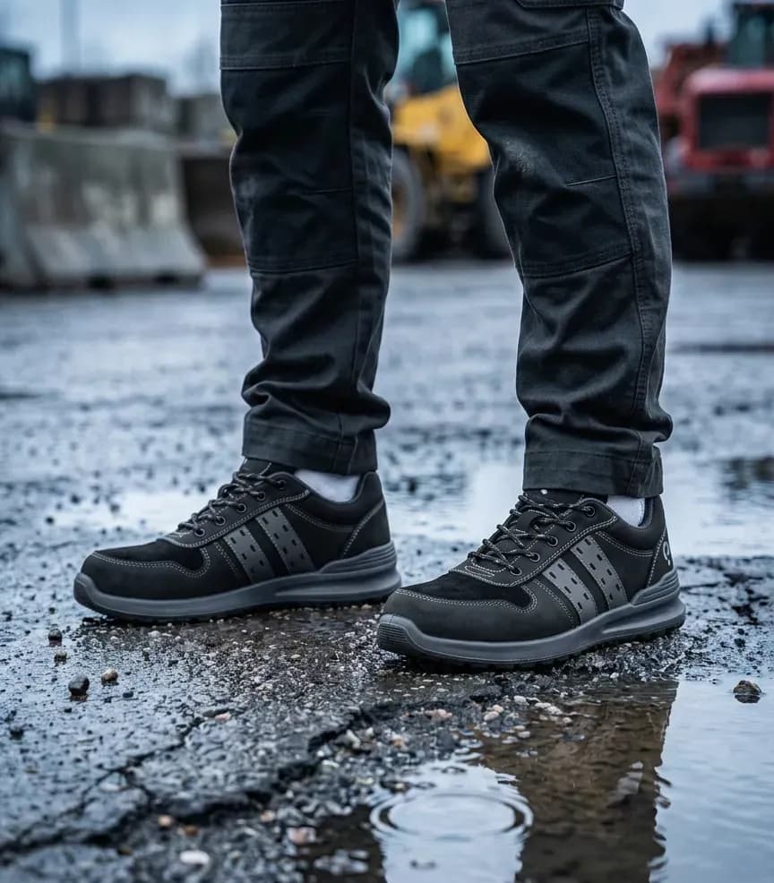 Atmospheric image Quick Sport Black Low on a wet construction site