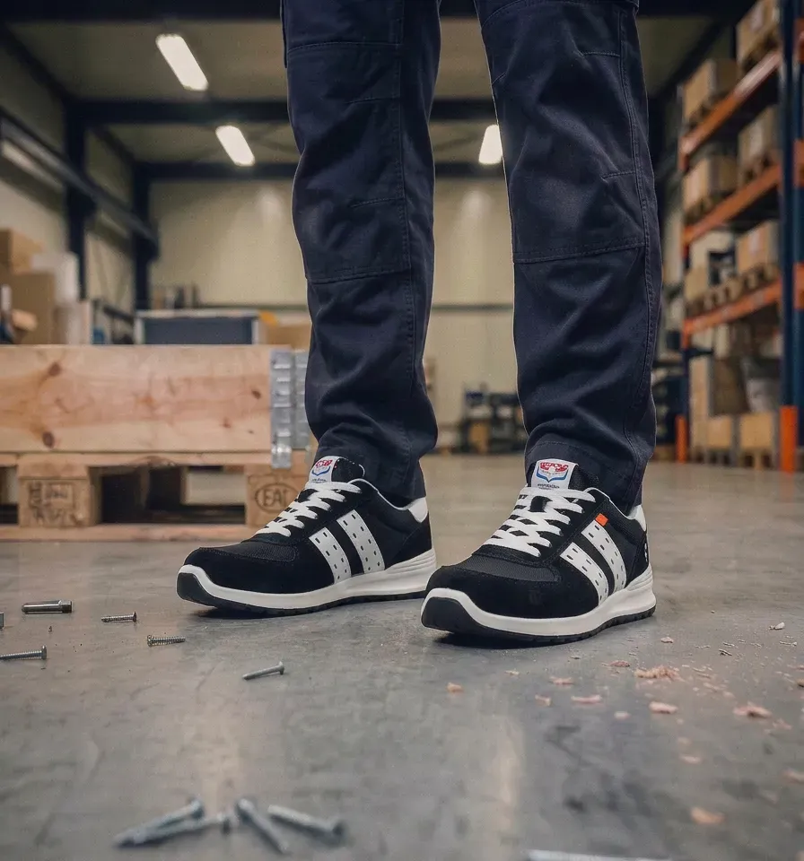 Atmospheric image of Quick Sprint Black on a wet construction site