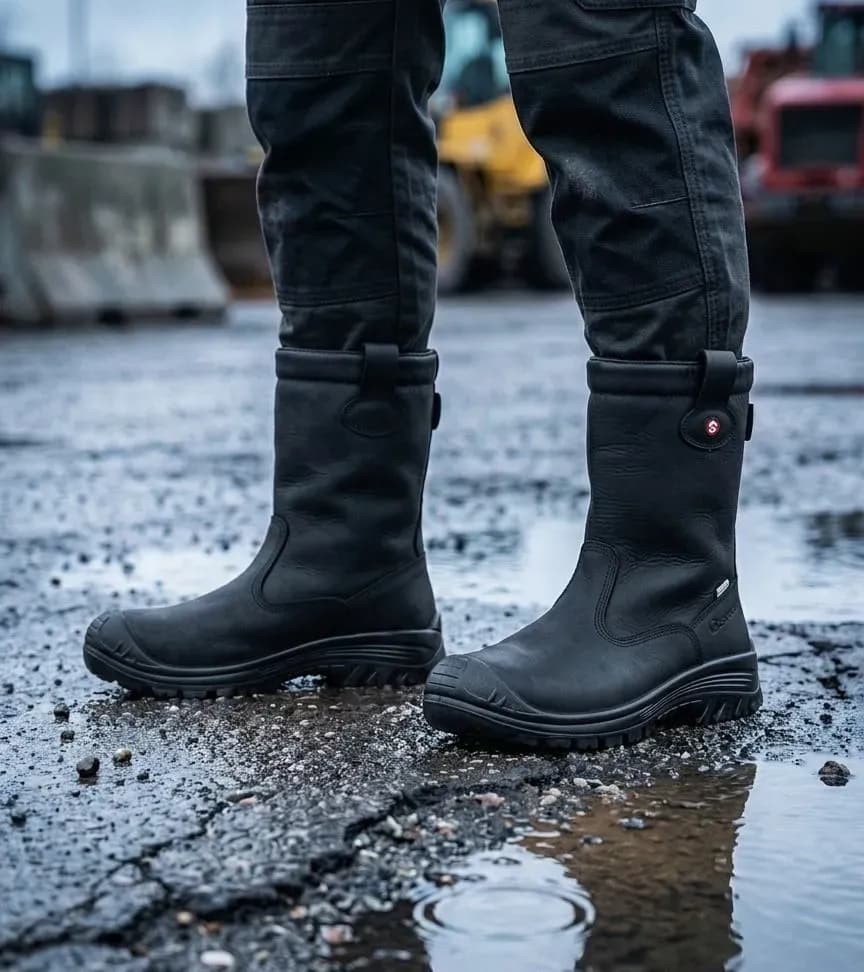 Sfeerafbeelding Sixton Montana Hdry Airplus 3D Zwart op natte bouwplaats